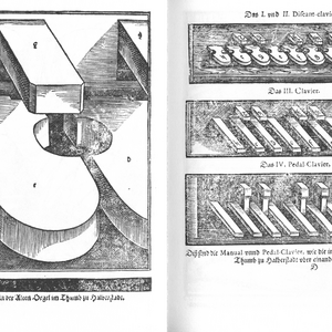 Klaviaturen der gotischen Orgel (1361/1495) des Halberstädter Doms. Abgebildet bei Michael Praetorius 1619